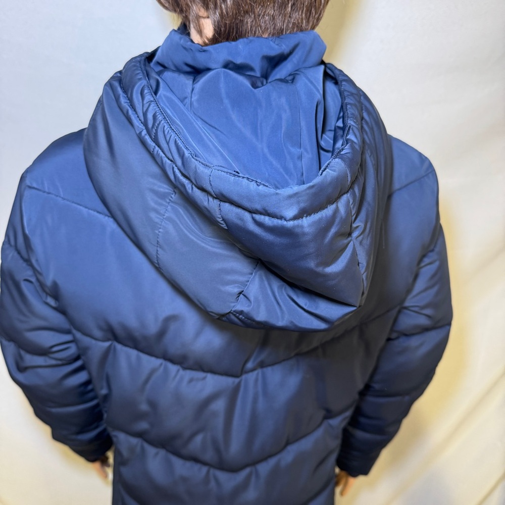 Tommy Hilfiger Navy Women's Extended Jacket Hem Hooded Puffer Coat Small - Picture 16 of 16